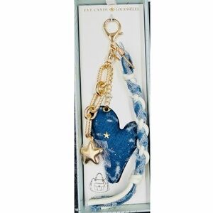 NWT ⚜️💙⚜️ Eye Candy LA Denim Heart Keychain Bag Charm